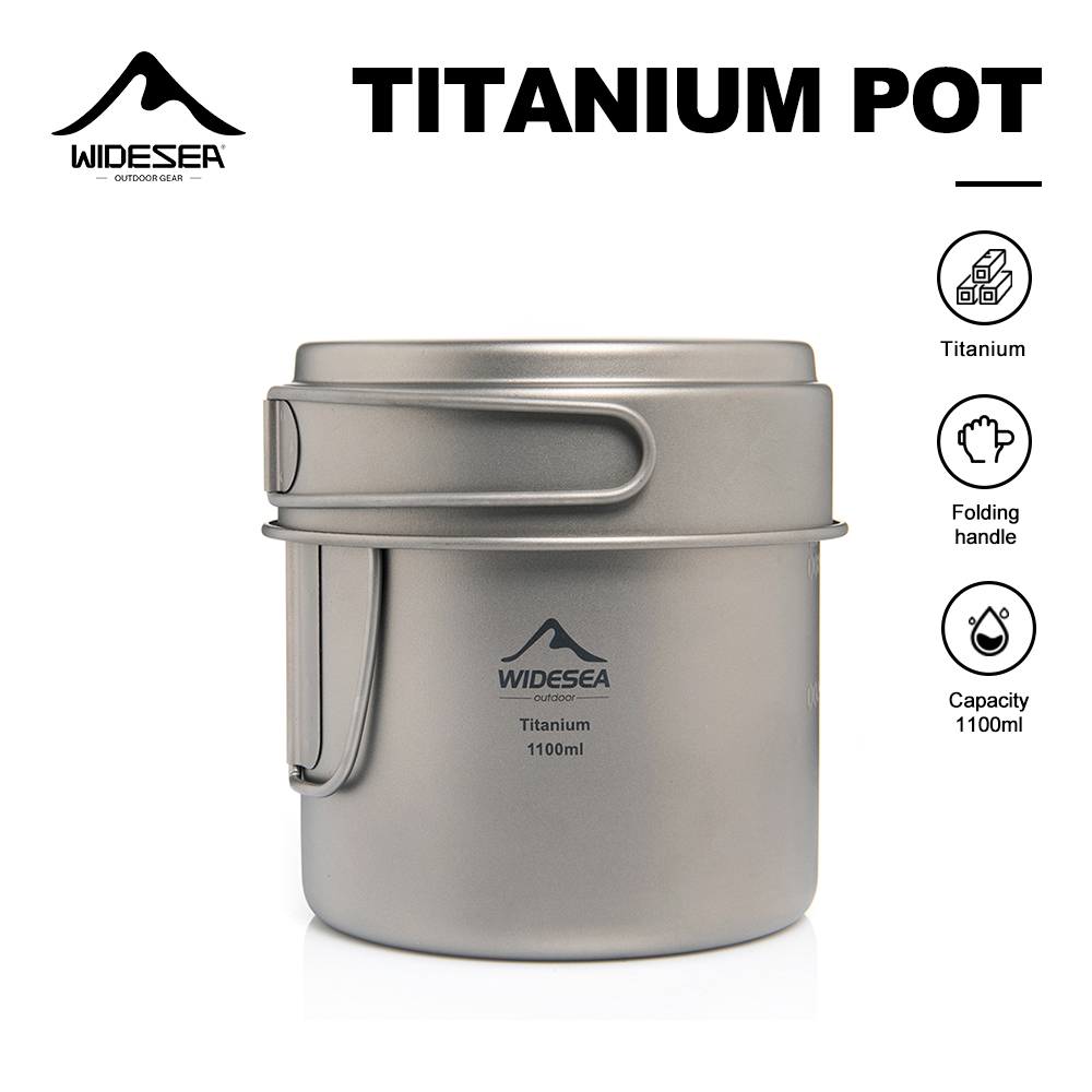 Camping Cooking Tool Set - Widesea Ultralight Titanium Camping Pot 1100ml