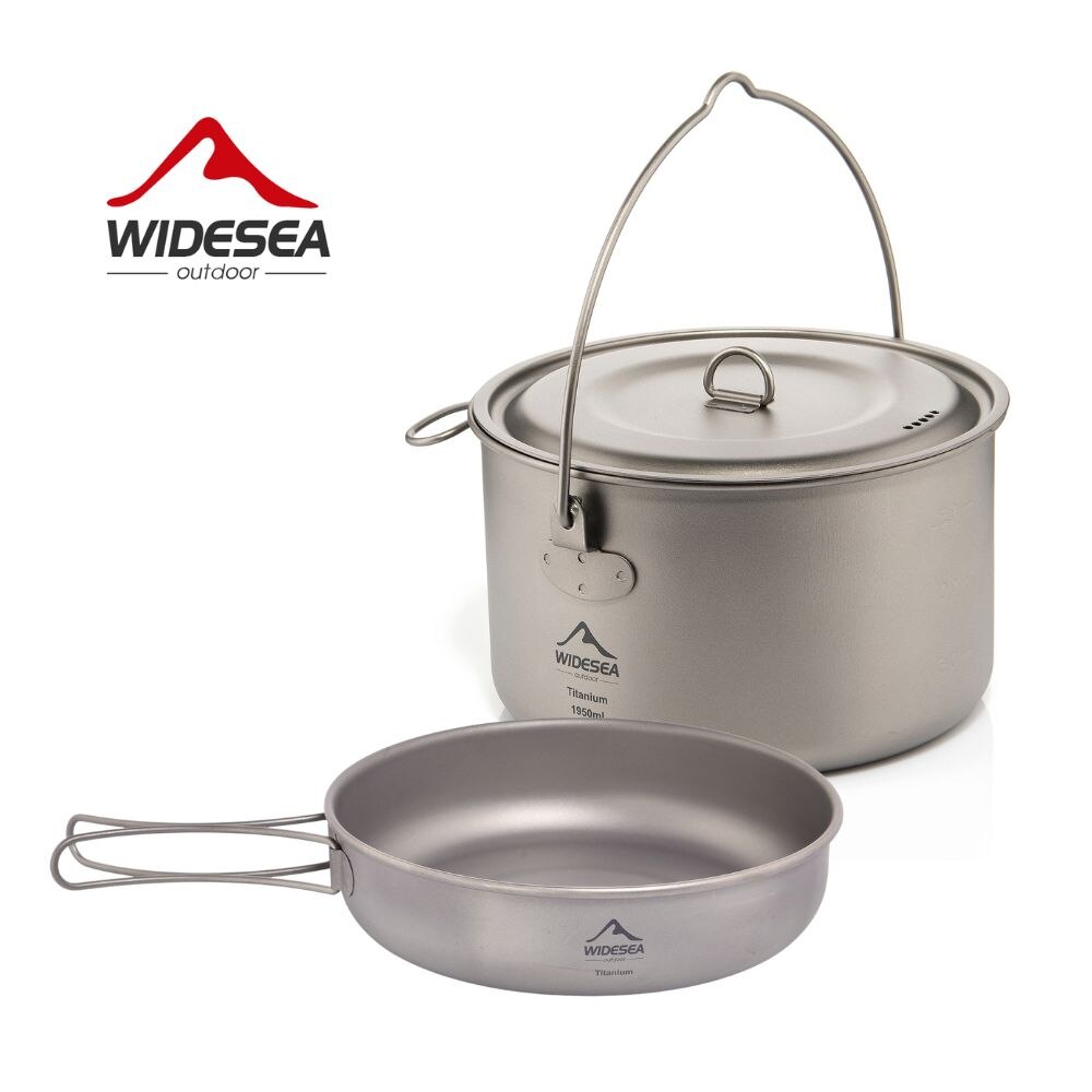 Camping Cooking Frying Pan - Widesea Camping Tableware Titanium Cookware Set