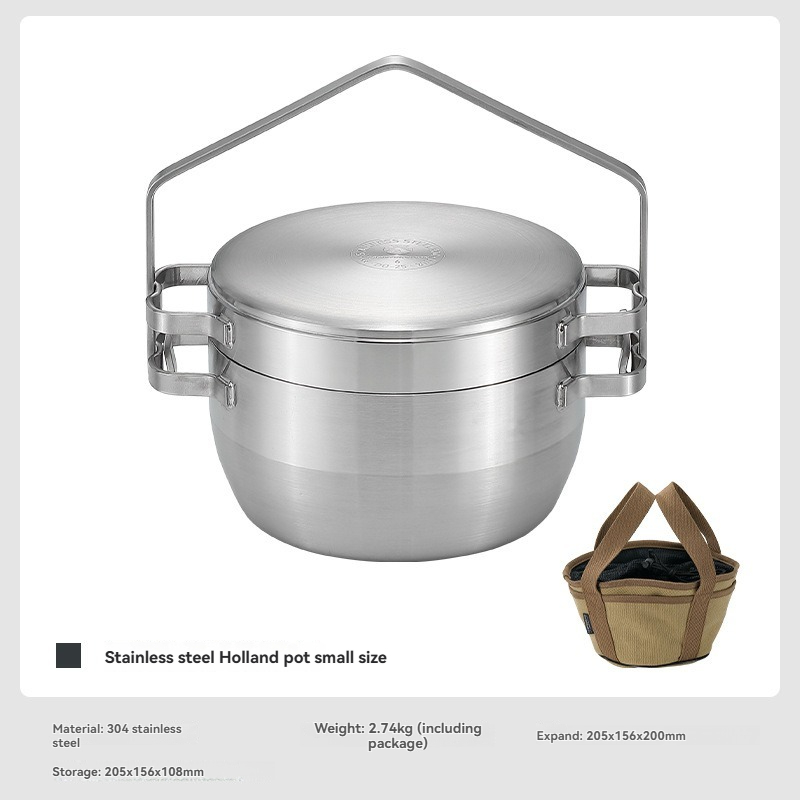 Camping Cooking Frying Pan - DO-25 thickened stainless steel outdoor hanging