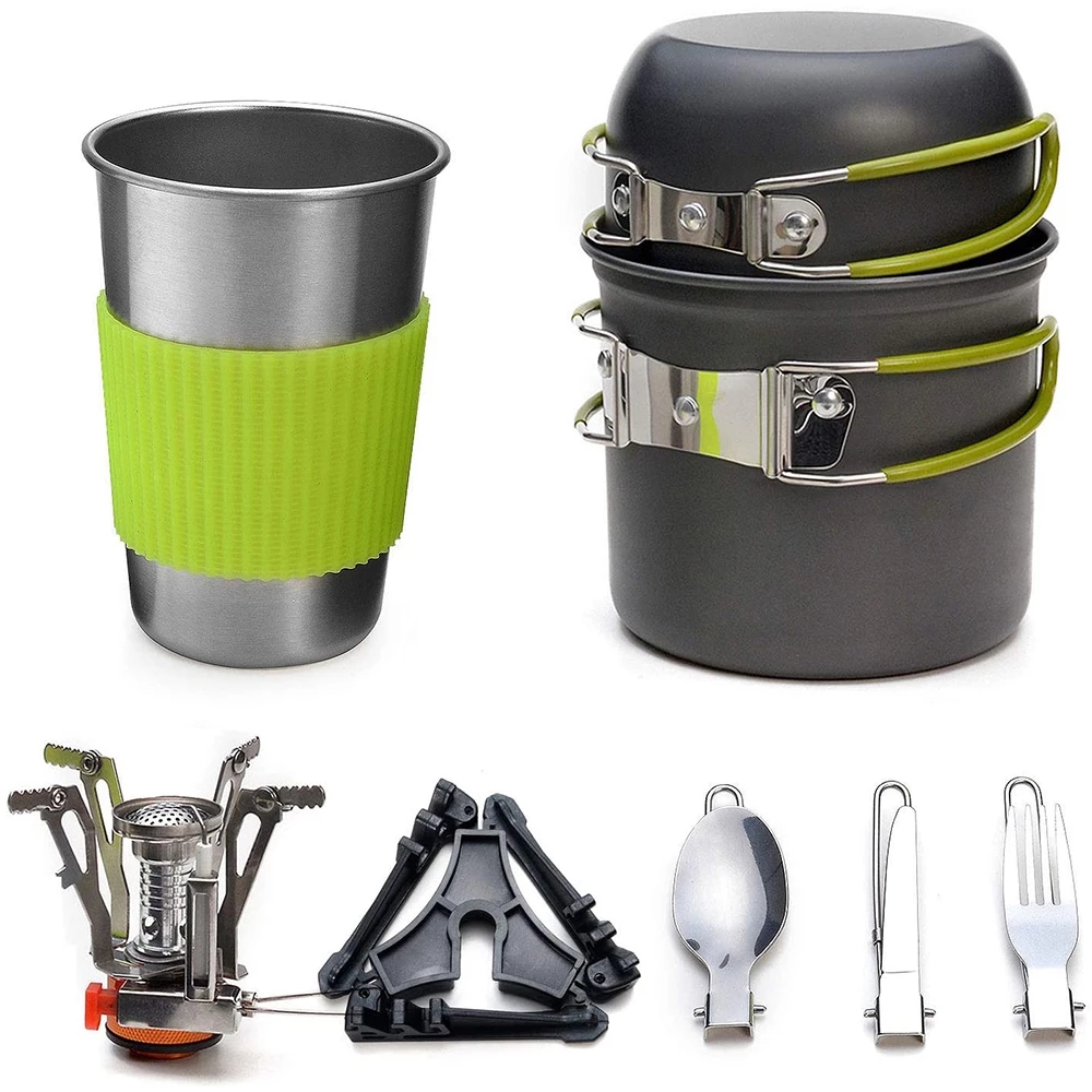 Camping Cooking Utensil Set - Camping Cookware Kit with Stove Outdoor