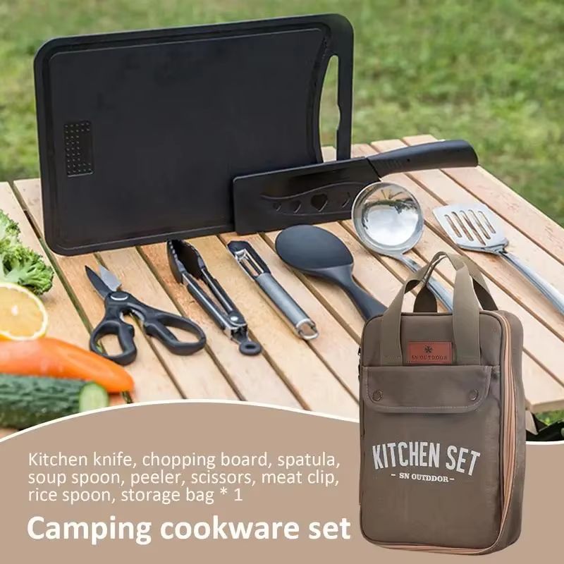 8pcs Camping Kitchen Cookware  - огляд і ціна Camping Cooking Tool Set