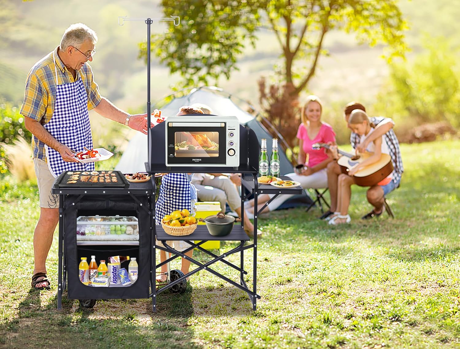 Camping Kitchen Station, Foldi - огляд і ціна Camping Cooking Table With Windshield