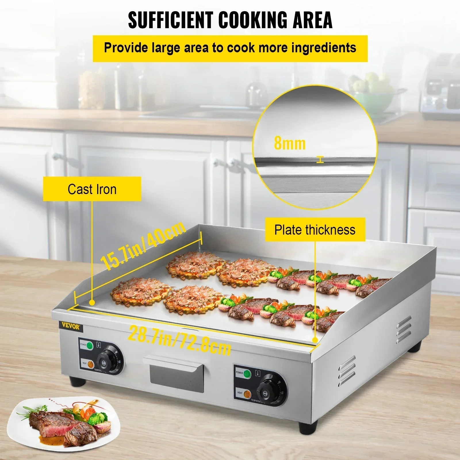 Electric Countertop Griddle wi - огляд і ціна Camping Cooking Flat Top