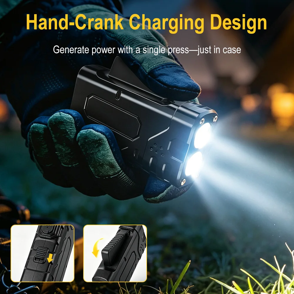 BORUIiT Hand Crank EDC LED Fla - огляд і ціна Camping Cooking Fish