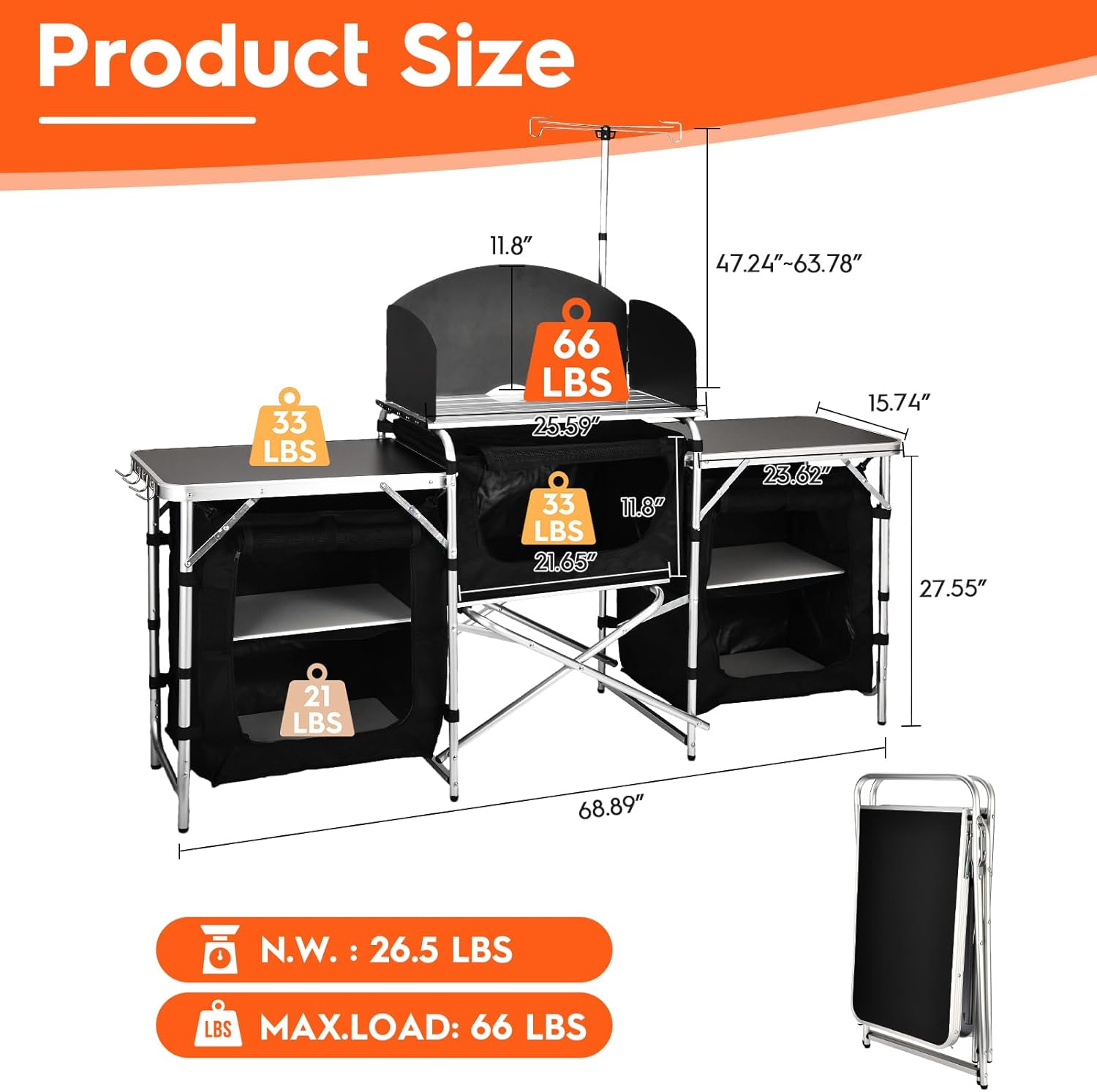 Aluminum Folding Camping Kitch - огляд і ціна Camping Cooking Table With Windshield