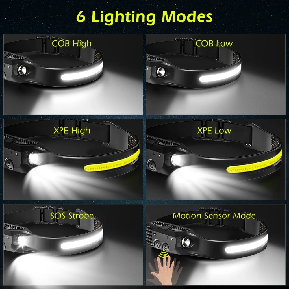 COB LED Induction Headlamp USB - огляд і ціна Camping Cooking Fish