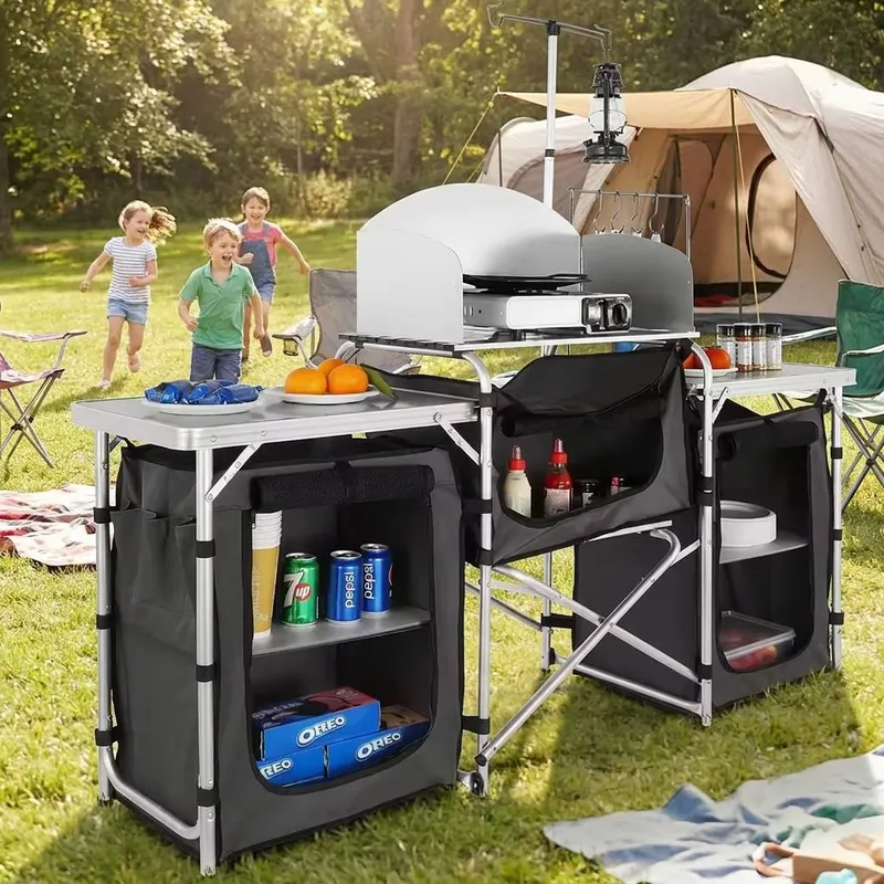 Wholesale Large Aluminum Outdo - огляд і ціна Camping Cooking Table With Windshield